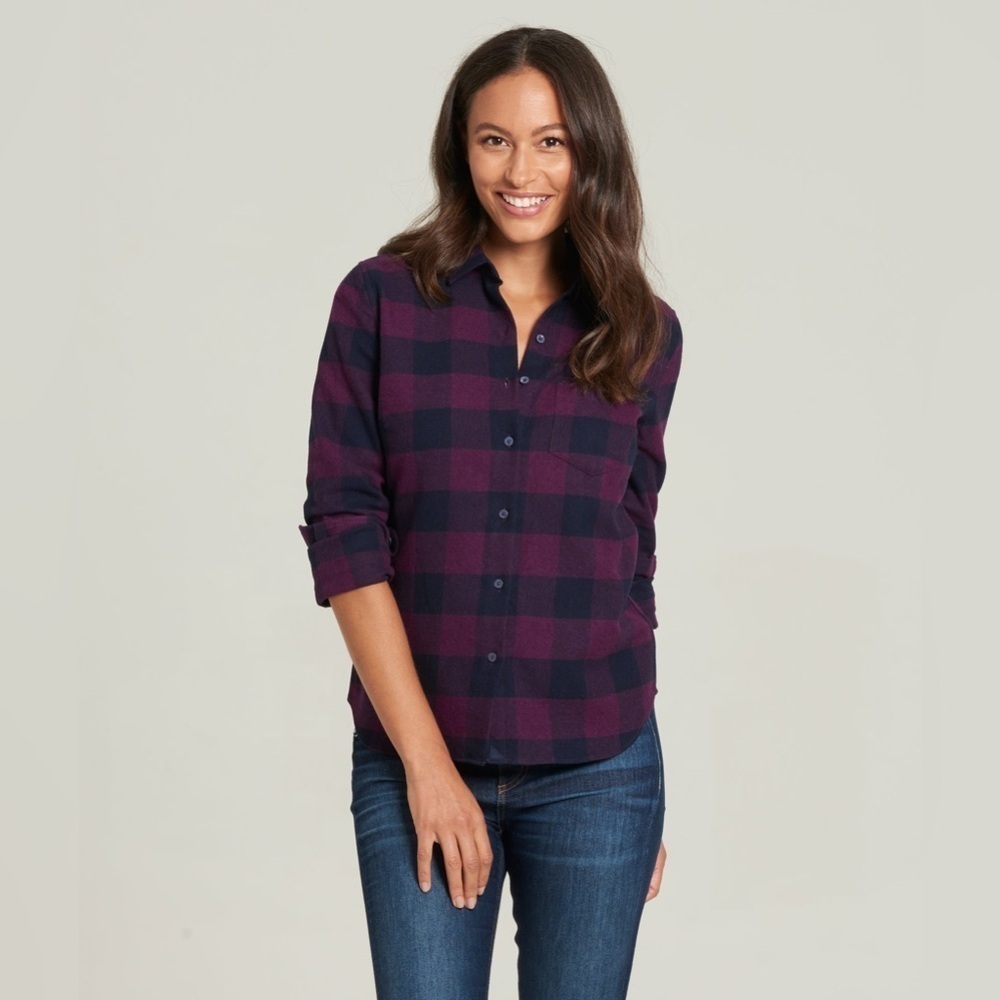 UNTUCKit Womens KIR 100% Cotton Flannel Button Down Shirt Long Sleeve Size 2